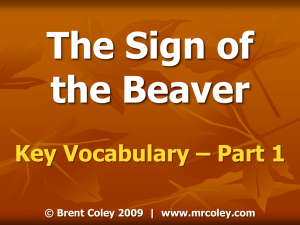 Sign of the Beaver Vocabulary - Part 1