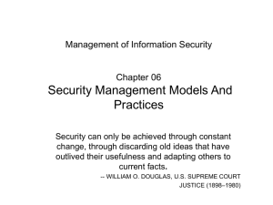 Security Management Models and Practices