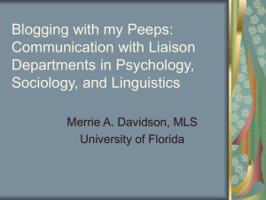 Blogging with my Peeps: Communication with Liaison Departments