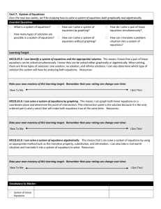 Unit 7: System of Equations Over the next two weeks, we'll be