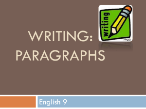 Writing: Paragraphs
