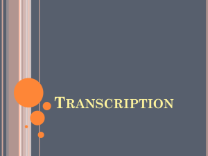 7. Protein Synth Intro & Transcription 2014