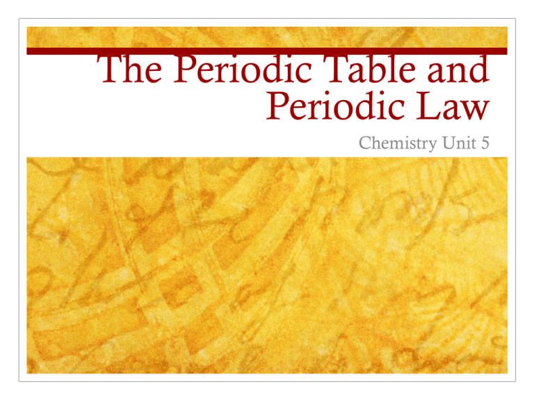 The Periodic Table And Periodic Law