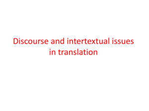 Discourse and intertextual issues in translation