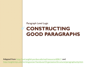 Paragraph Writing - Unit Operations Lab