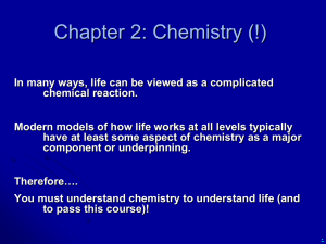 Biol 1020 Ch. 2 Chemistry