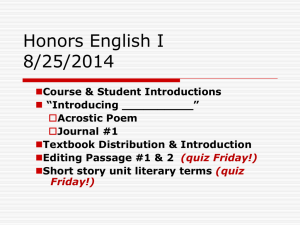 8/25-9/19 Honors English I Daily Lessons