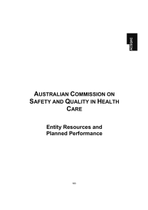 Programme 1.1: Safety and Quality in Health Care
