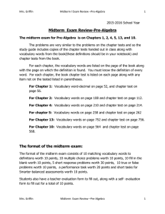 Midterm exam Pre-Algebra january 201