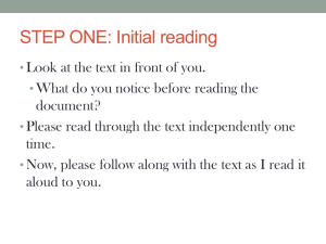 STEP ONE: Initial reading