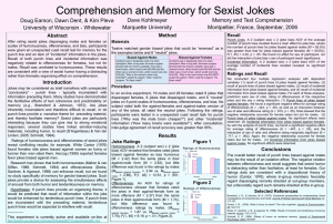 Comprehension & Memory for Sexist Jokes by Males & Females