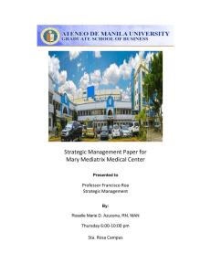Strategic Management Paper for Mary Mediatrix Medical Center