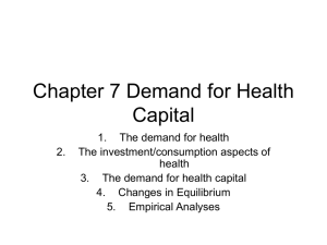 Chapter 7 Demand for Health Capital