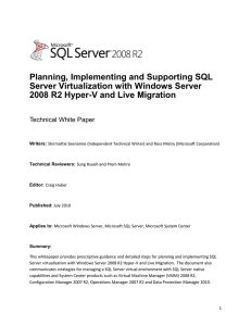 SQL Server Virtualization with Hyper-V