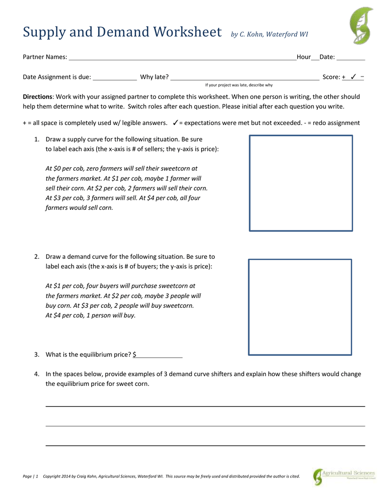 Worksheet With Supply And Demand Worksheet