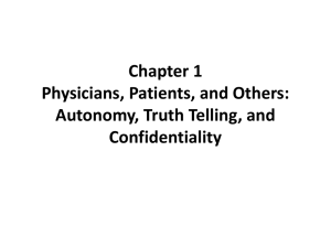 Chapter 1 Physicians, Patients, and Others: Autonomy, Truth Telling