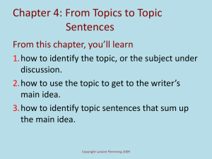 Chapter 4: From Topics to Topic Sentences