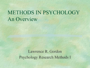METHODS IN PSYCHOLOGY An Overview