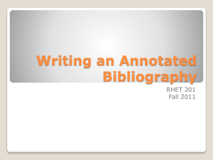 Writing an Annotated Bibliography - The American University in Cairo