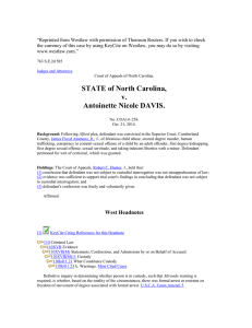 STATE of North Carolina, v. Antoinette Nicole DAVIS.