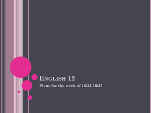 English 12 Plans for the week of 10/21