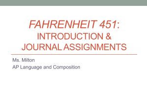 Fahrenheit 451 journal assignments