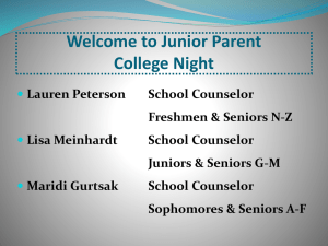 Welcome to Junior Parent College Night Lauren Peterson School