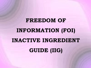 Freedom of Information & Inactive Ingredient guide