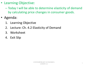 4.2 Elasticity of Demand Objectives