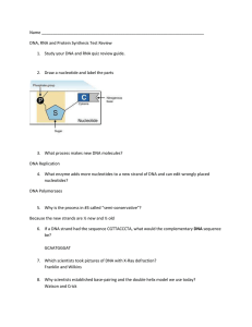 Name DNA, RNA and Protein Synthesis Test Review Study your