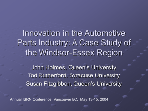 Innovation in the Automotive Parts Industry: A Case Study of the