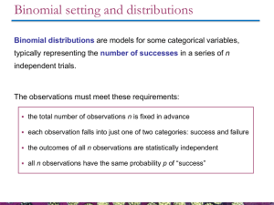 Binomial setting and distributions
