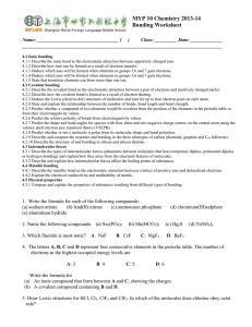 MYP 10 Chemistry 2013-14 Bonding Worksheet