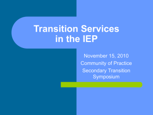 Transition Services in the IEP - Kings County Office of Education