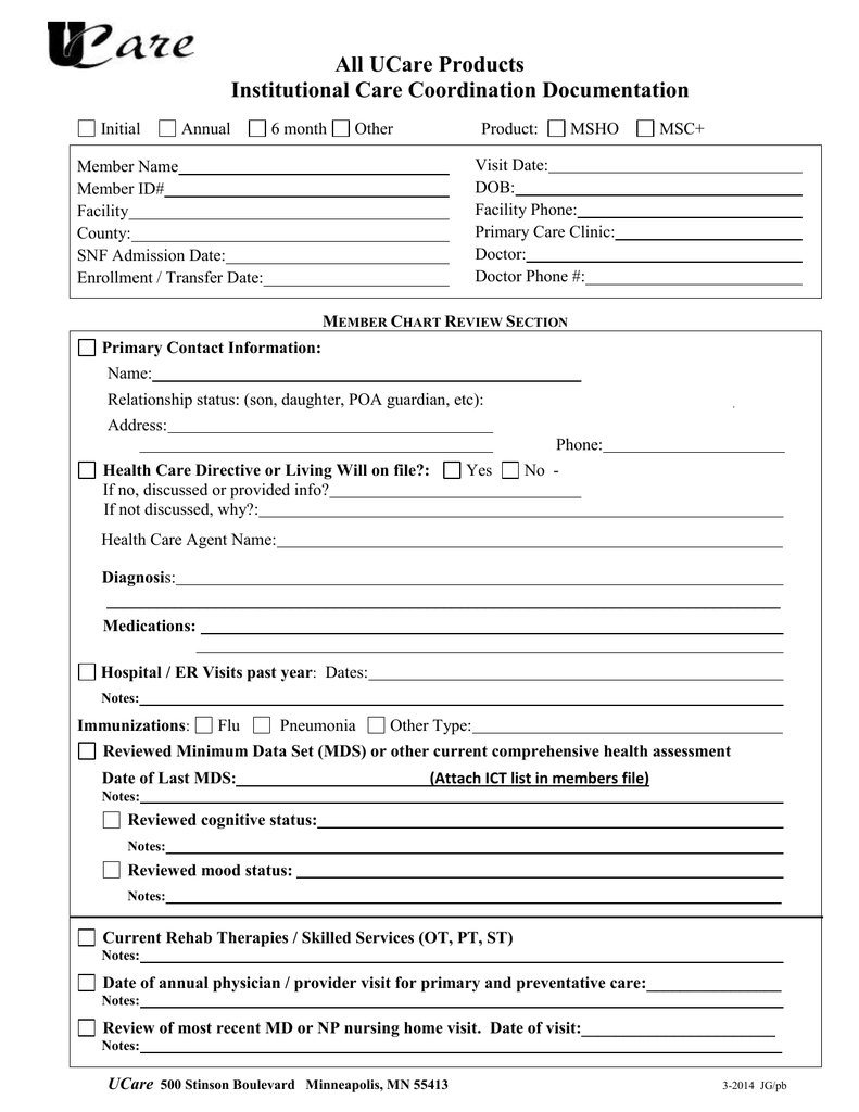 Care Coordination Documentation Template TUTORE ORG Master Of Documents