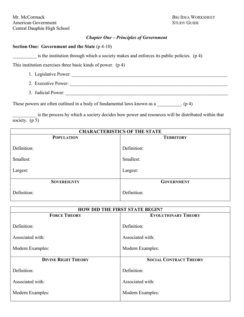 Chapter 25 Worksheet (Student