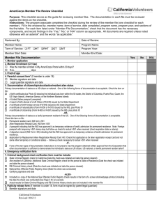 Member File Checklist - CaliforniaVolunteers