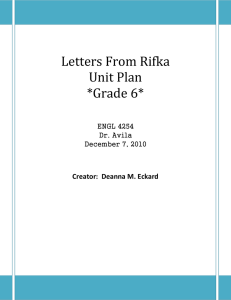 Letters From Rifka Unit Plan *Grade 6