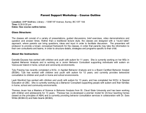 Parent Support Workshop * Course Outline