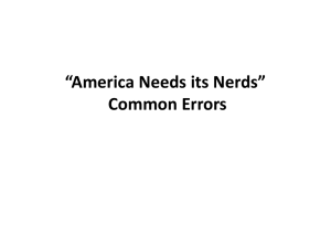 08B2: *America Needs its Nerds* * Common Errors