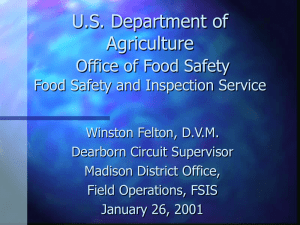 US Department of Agriculture Office of Food Safety Food Safety and