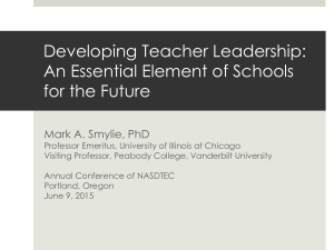Developing Teacher Leadership: An Essential Element of Schools