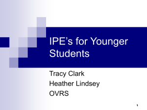 IPE's for younger students