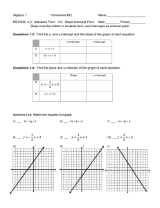 Algebra 1 Homework #32 Name: REVIEW: 4.3: Standard Form 4.5