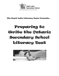 Preparing to Write the Ontario Secondary School Literacy Test