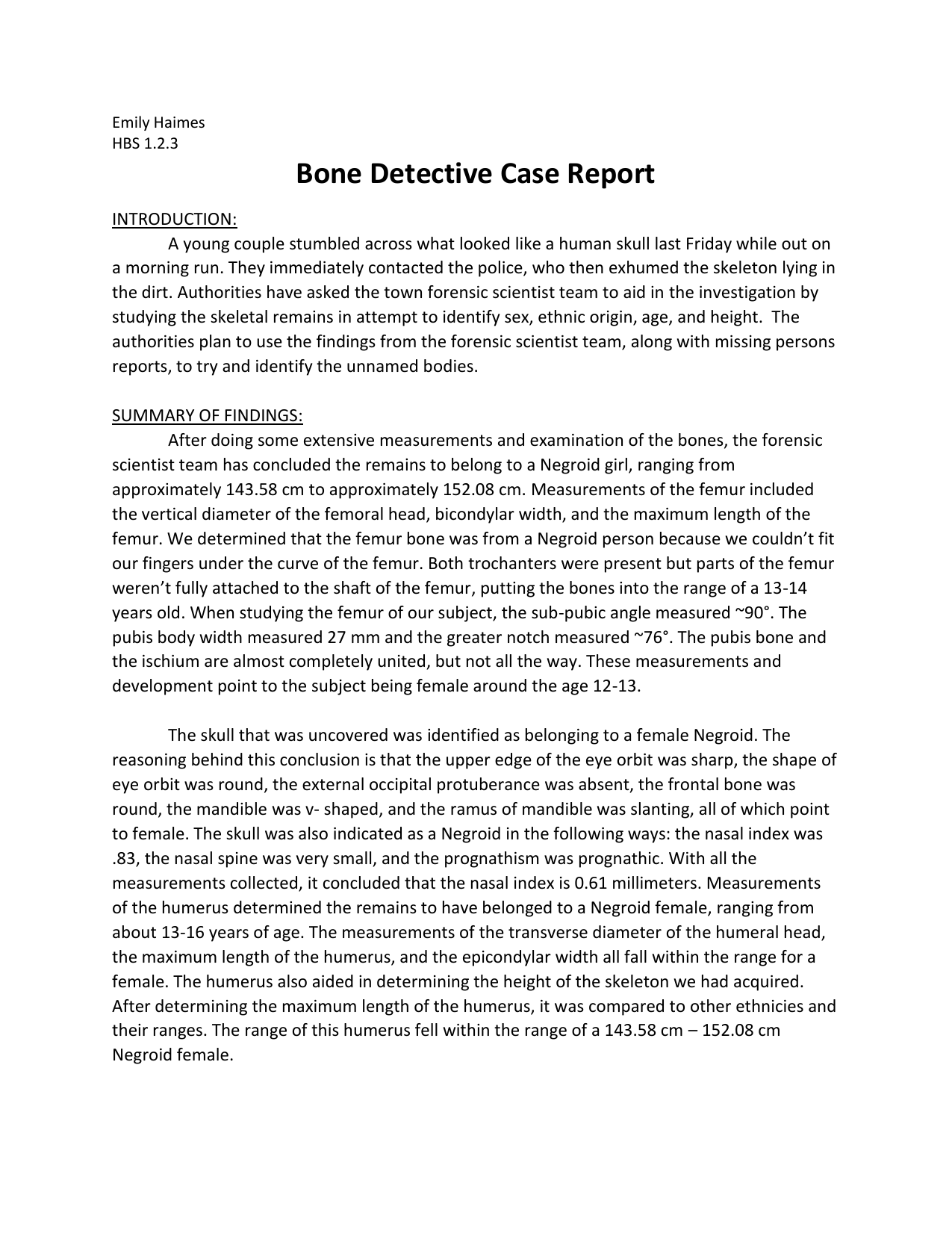 Bone Detective Case Report Pertaining To Forensic Report Template