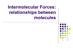 Intermolecular Forces: relationships between molecules