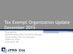 Tax Exempt Org Update