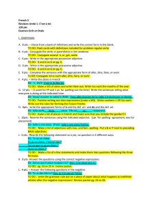 French 2 Révision Unité 1- C'est à toi 126 pts Examen Ecrit et Orale I