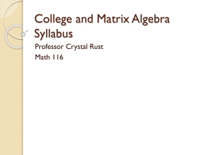 College Algebra Syllabus